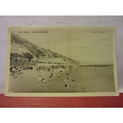 THE BEACH, SOUTHBOURNE, Dorset.. vintage used postcard by C. Richter 1955 pm =