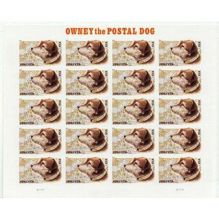 Owney The Postal Dog Sheet of 20 Current Rate Stamps Scott 4547