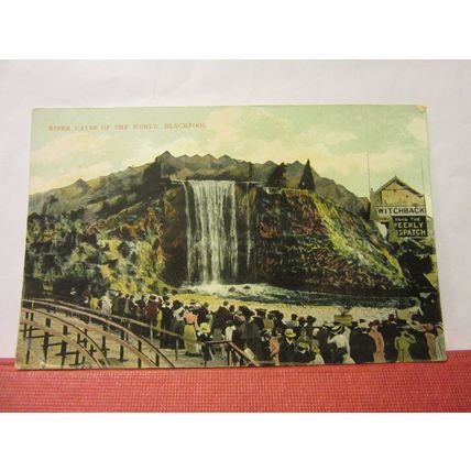 RIVER CAVES OF THE WORLD, BLACKPOOL, LANCASHIRE. used antique postcard 1909 pm =