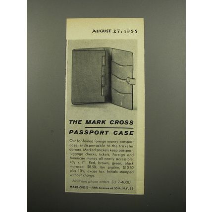 1955 Mark Cross Passport Case Advertisement