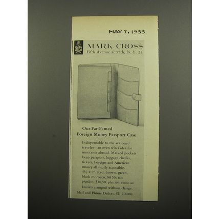 1955 Mark Cross Foreign Money Passport case Advertisement