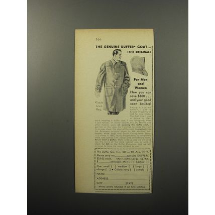 1955 Duffer Coat Ad - The genuine Duffer Coat