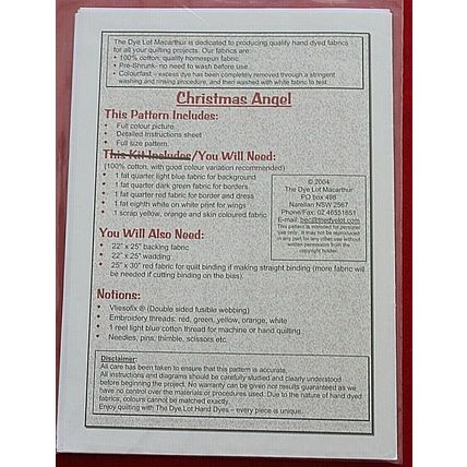 Christmas Angel Quilting Pattern by The Dye Lot Macarthur