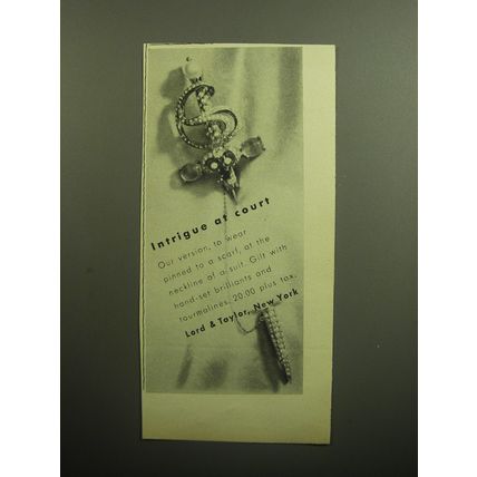1958 Lord & Taylor Jewelry Ad - Intrigue at Court