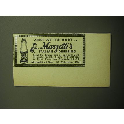 1958 Marzetti's Italian Dressing Ad - Zest at its best