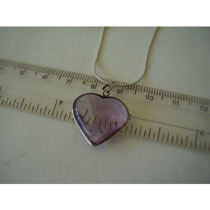 Vintage Necklace Amethyst Pool of Light Gemstone 925 Bezel Heart-shaped Crystal