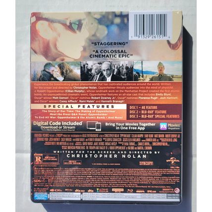 Oppenheimer Limited Edition Collectible Steelbook 4K Ultra HD Movie