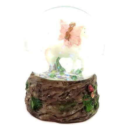 Pink Fairy & Unicorn Snowglobe Ornament Figurine 8 CM Gift Home Decor Mythical