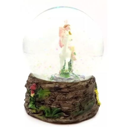 Pink Fairy & Unicorn Snowglobe Ornament Figurine 8 CM Gift Home Decor Mythical