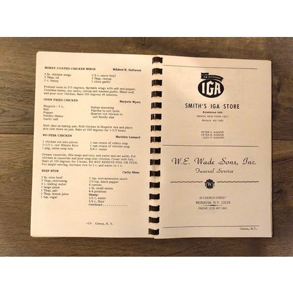 Cooking With Genoa Fire Auxiliary - Genoa, New York - VTG! 39 pgs - NICE COND!