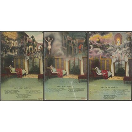 Three Song Cards - The Holy City, c.1910s - Bamforth Postcards