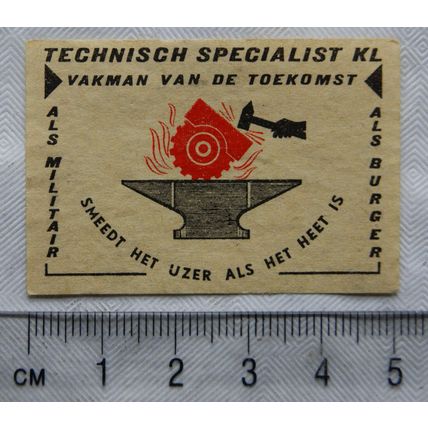 vintage Matchbox Label - Vakman Van De Toekomst