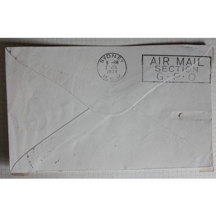 New Zealand 1931 7d Air Mail Stamp on 1934 Trans-Tasman Air Mail cover