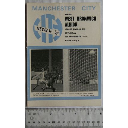 1970 programme Manchester City v. West Bromwich Albion