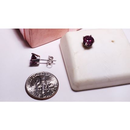 Estate 2ctw Natural rd Rhodolite Garnet 14Kt W/Gold 4 prong Stud Earrings #22471