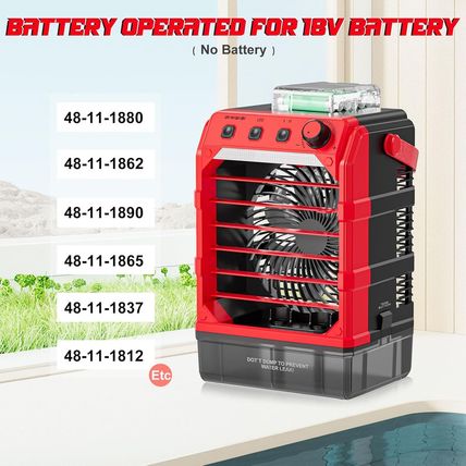 Battery Powered Misting Fan Compatible for Milwaukee M18 18V (No Battery) or USB