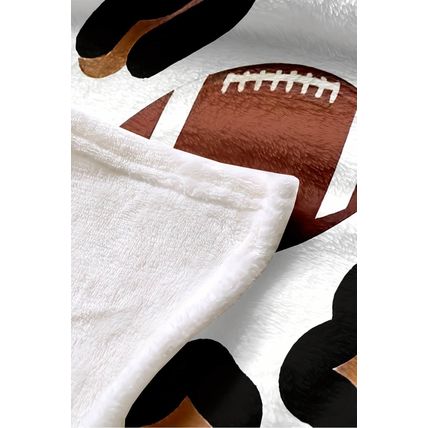 White Leopard & Rugby Print Flannel Blanket 130*150cm