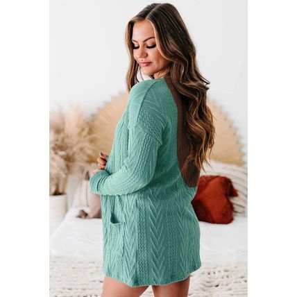 Canton Solid Textured Open Front Cardigan with Pocket