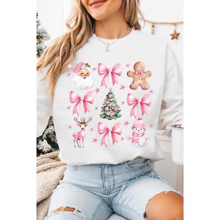 Beige Christmas Theme Pattern Pullover Sweatshirt
