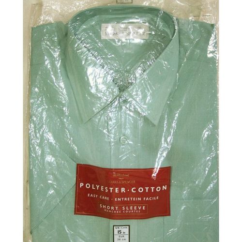 Marks & Spencer Green Short Sleeve Shirt Size 15" New in Packet