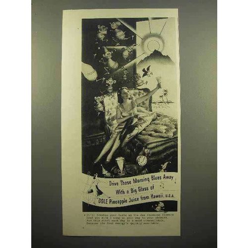 1941 Dole Pineapple Juice Ad - Drive Morning Blues Away