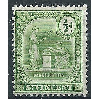 St Vincent 1910 SG102 1/2d Green Mounted Mint..