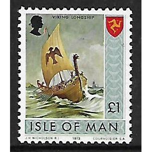 ISLE OF MAN 1973 £1 VIKING LONGSHIP SG 33 M MINT
