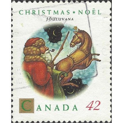 CANADA, CHRISTMAS, Santa with horse-drawn sled, white 1992, 42c