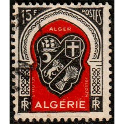 Algeria 1947 Coat of Arms 15f Used Stamp .
