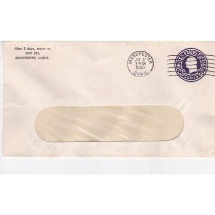 United States 1950 Manchester Connecticut Cover Manchester cancel VGC