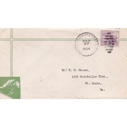 United States 1934 Sea Post Service USS Roosevelt to St Louis typed VGC