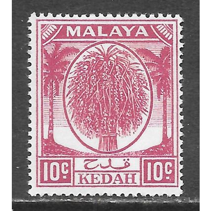 KEDAH MALAYA 1950 KG6 10c SG82 82 SG PURPLE MINT HINGED