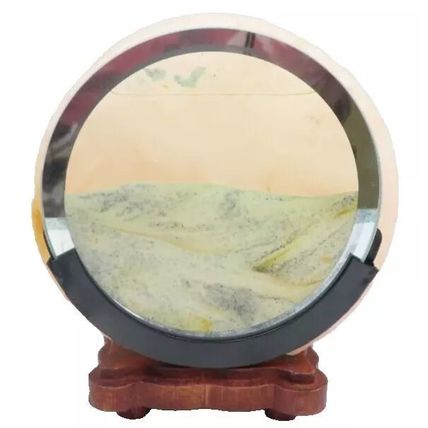 Himalayan Salt Lamp Round with Gold Sand Decoration 17 CM Wooden Base Light