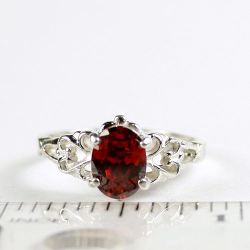 Garnet CZ , 925 Sterling Silver Ring, SR302