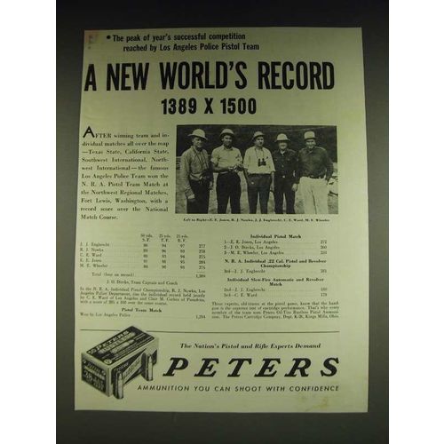 1934 Peters Rustless Ammunition Ad - Los Angeles Police Pistol Team