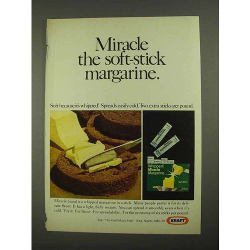 1968 Kraft Whipped Miracle Margarine Ad - Soft-Stick