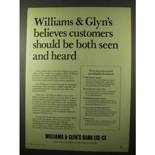 1978 Williams & Glyn's Bank Ad - Seen And Heard