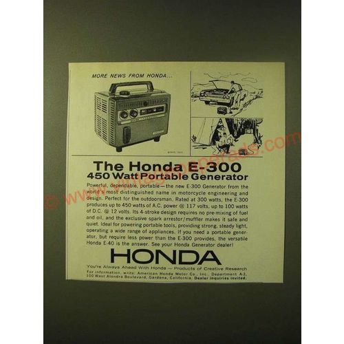 1966 Honda E-300 Portable Generator Ad - More news from Honda