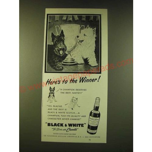 1951 Black & White Scotch Ad - Here's to the winner