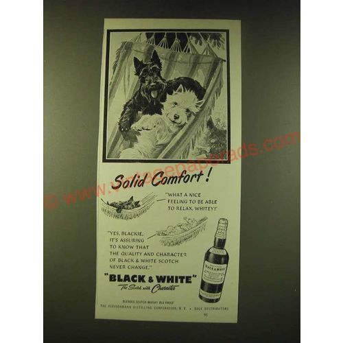 1951 Black & White Scotch Ad - Solid Comfort