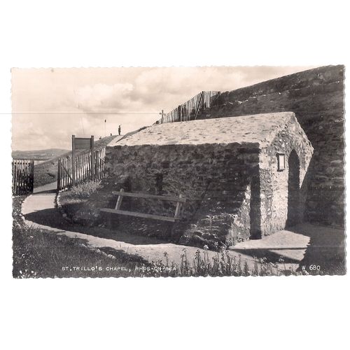 CHAPEL OF SAINT TRILLO, RHOS-ON-SEA, CONWY WALES used vintage postcard RP 1961 =