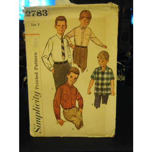 Simplicity 2783 Boy's Dress Shirt & Sport Shirt Pattern - Size 8 Chest 26