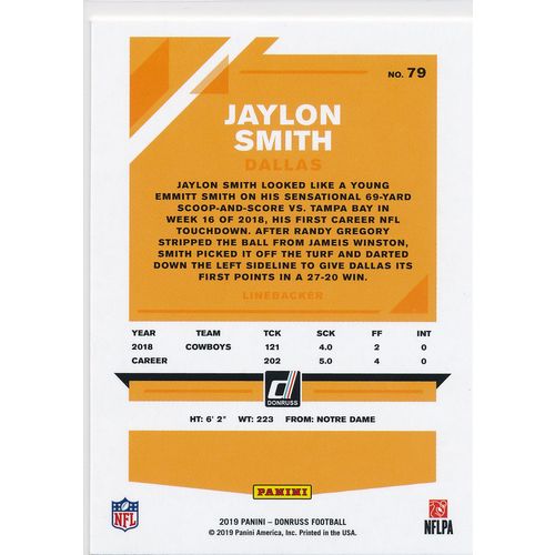 2019 Donruss Football Base 79 Jaylon Smith Dallas Cowboys