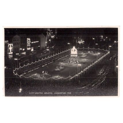 CORONATION 1953, CITY CENTRE, BRISTOL unused vintage postcard by Harvey Barton =