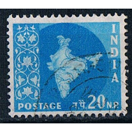 India 1957 SG408 indi24 Map Of India 20np Used Stamp