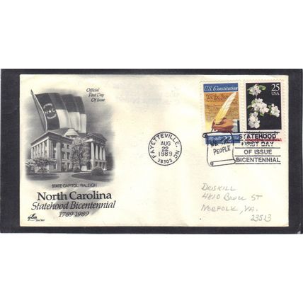 FDC Art Craft 2347 25c North Carolina + 2360 (Cachet-Penciled/A) CV00014