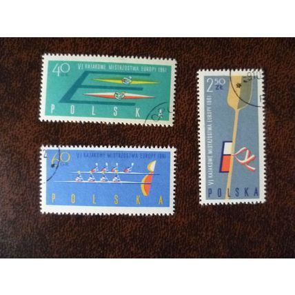 Poland 1961 6th European Canoeing Championships set used stamps SG1246-8 paddle