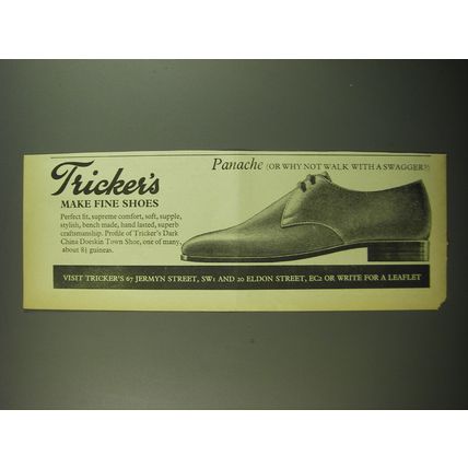 1968 Tricker's Dark China Doeskin Town Shoe Ad - Panache