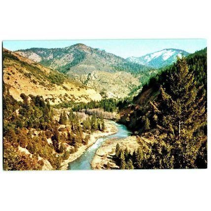 Feather River Canyon CA. HWY 40 1950s Postcard Vintage (A12)