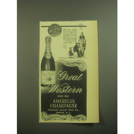 1945 Great Western American Champagne Ad - The first medal award ever made